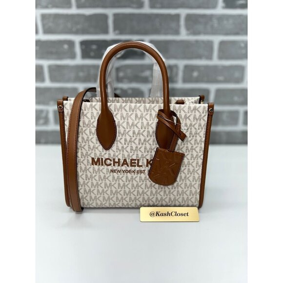 Michael Kors tote mirella small shopper top zip handbag crossbody Vanilla - Picture 1 of 9